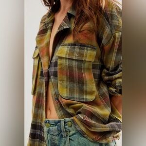 NWOT Free People We The Free Izzy Cargo Flannel Sz Xs